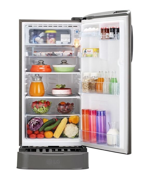 LG 190 L Direct Cool Single Door 4 Star Refrigerator with Base Drawer  (Shiny Steel, GL-D201APZY) - Image 4