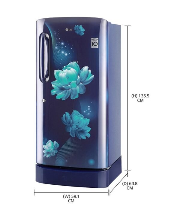 LG 190 L Direct Cool Single Door 5 Star Refrigerator with Base Drawer with Smart Inverter Compressor  (Blue Charm, GL-D201ABCZ) - Image 6