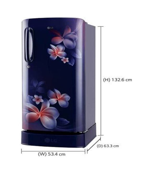 LG 190 L Direct Cool Single Door 4 Star Refrigerator with Base Drawer  (Blue Plumeria, GL-D201ABPY) - Image 5