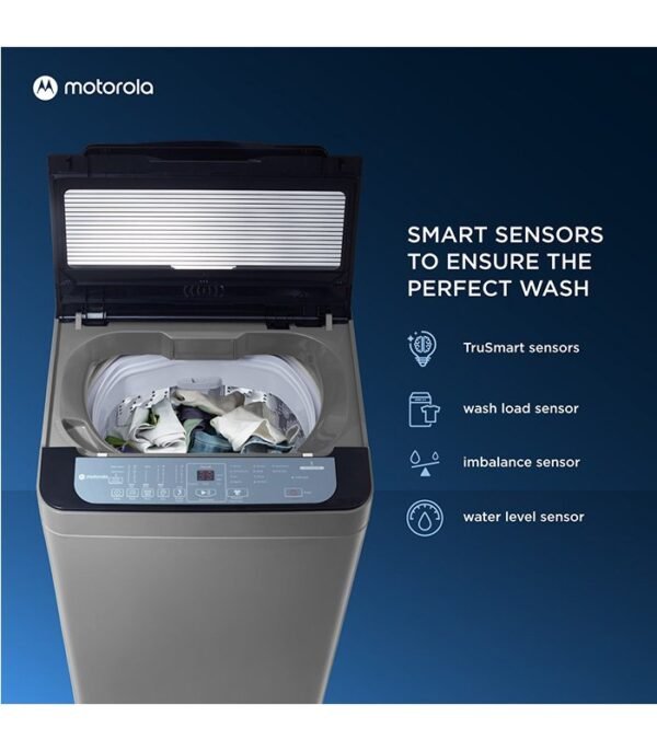 Motorola 8 kg 5 Star Hygiene Wash Fully Automatic Top Load with In-built Heater Grey (80TLHCM5DG) - Image 2
