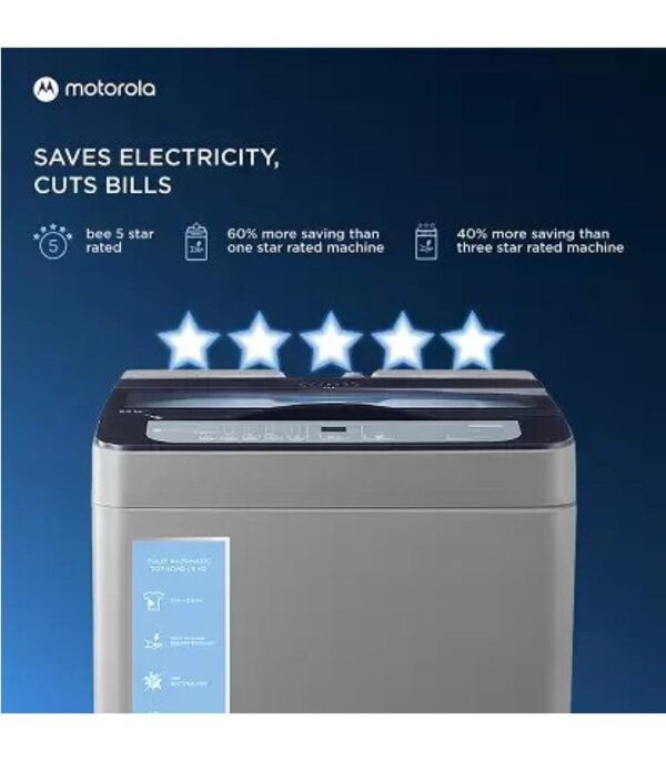 Motorola 8 kg 5 Star Hygiene Wash Fully Automatic Top Load with In-built Heater Grey (80TLHCM5DG) - Image 5