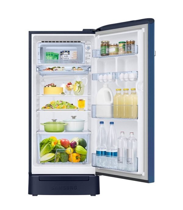 Samsung 198 L Direct Cool Single Door 5 Star Refrigerator with Base Drawer  (Camellia Blue, RR21T2H2WCU/HL) - Image 4