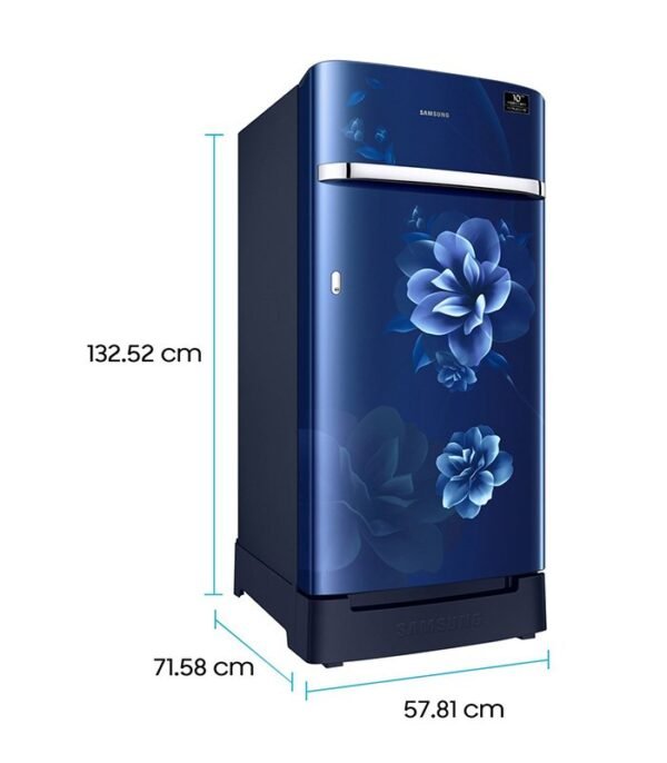 Samsung 198 L Direct Cool Single Door 5 Star Refrigerator with Base Drawer  (Camellia Blue, RR21T2H2WCU/HL) - Image 2
