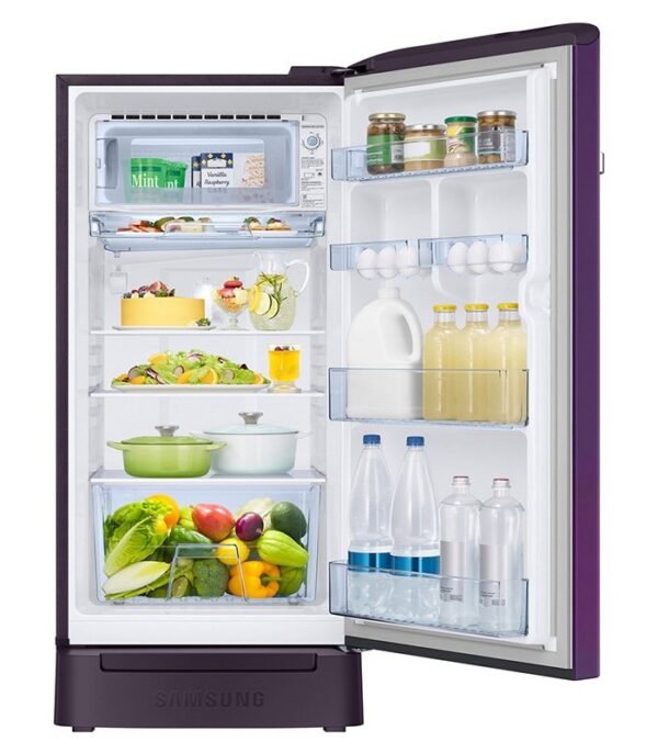 Samsung 198 L Direct Cool Single Door 4 Star Refrigerator with Base Drawer  (Camellia Purple, RR21T2H2XCR/HL) - Image 3