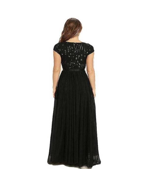 Royal Solid Georgette Blend Stitched Flared/A-line Gown  (Black) - Image 2