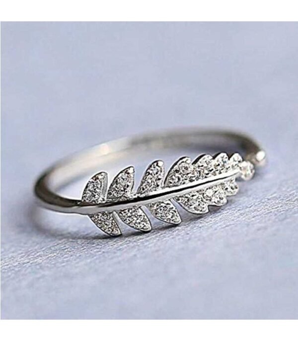 University Trendz Silver Plated Adjustable Leaf Ring for Women's and Girls Alloy Crystal Silver Plated Ring - Image 4