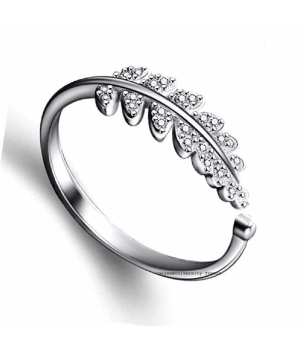 University Trendz Silver Plated Adjustable Leaf Ring for Women's and Girls Alloy Crystal Silver Plated Ring
