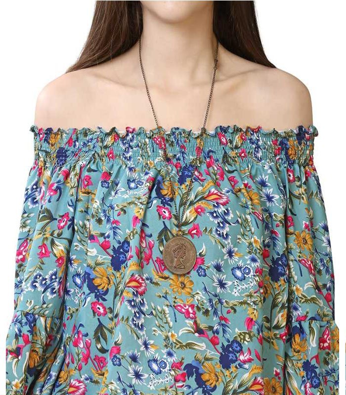 Casual Bell Sleeve Printed Women Multicolor Top - Image 5