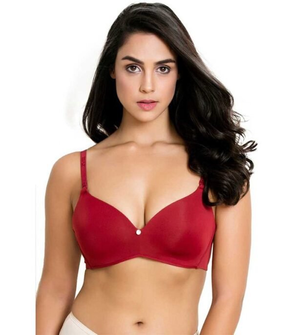 Women T-Shirt Lightly Padded Bra  (Maroon)