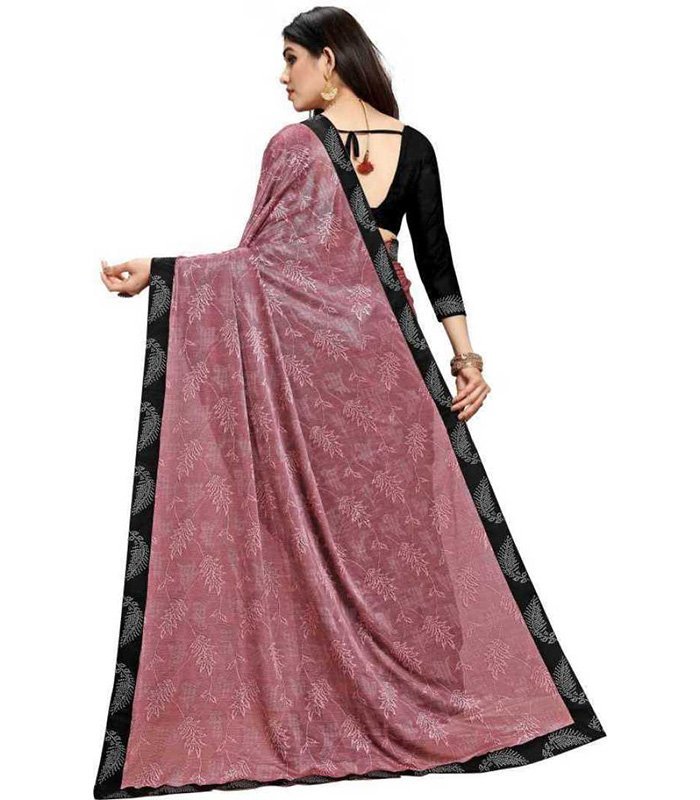 Embellished, Woven, Self Design Fashion Lycra Blend Saree (Pink) - Image 2